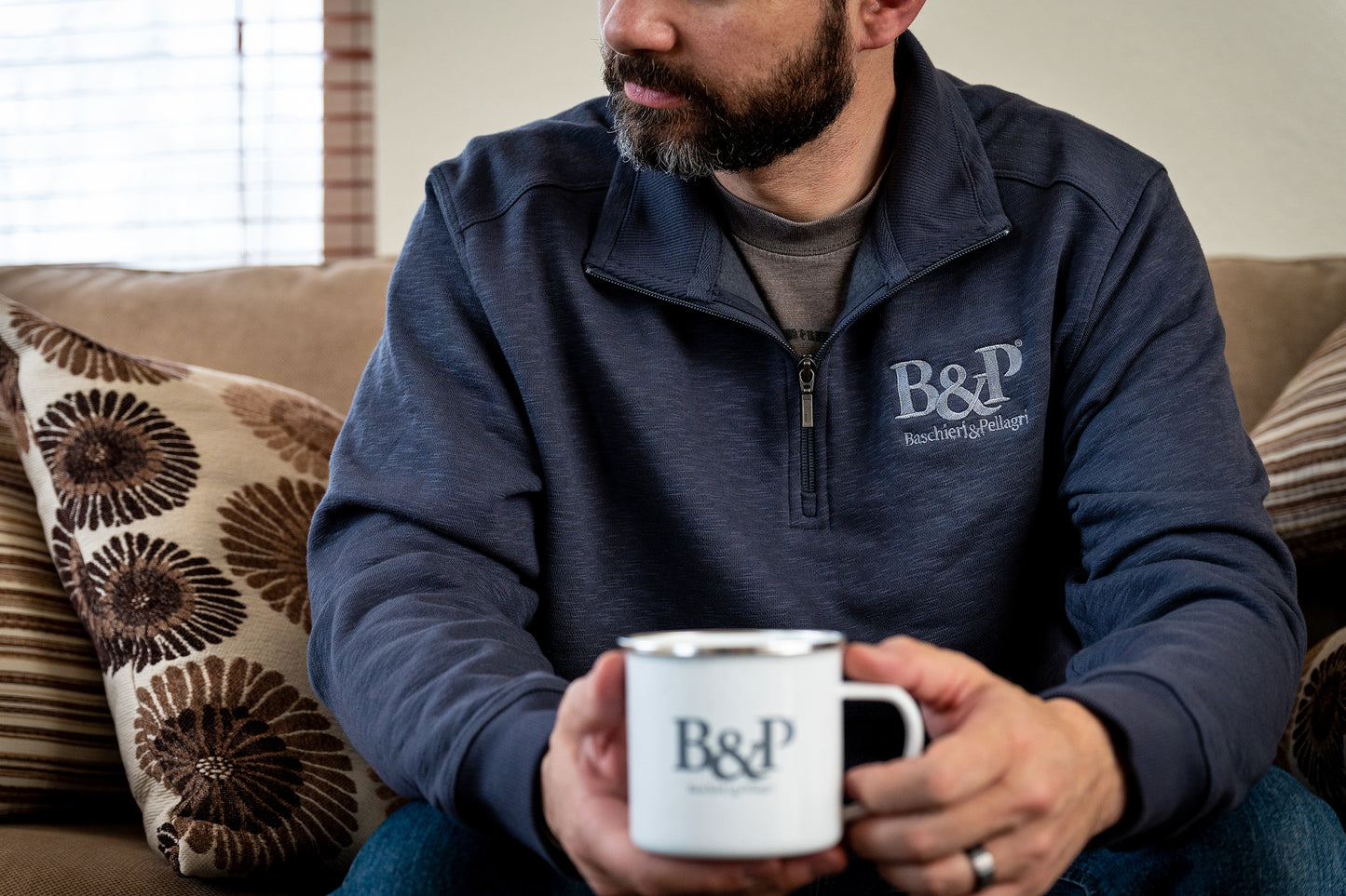 B&P Port Authority® Slub Fleece 1/4-Zip Pullover